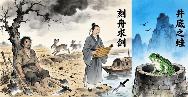 來自歷史故事的成語,如刻舟求劍